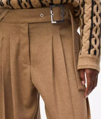Pantaloni a gamba larga in misto lana