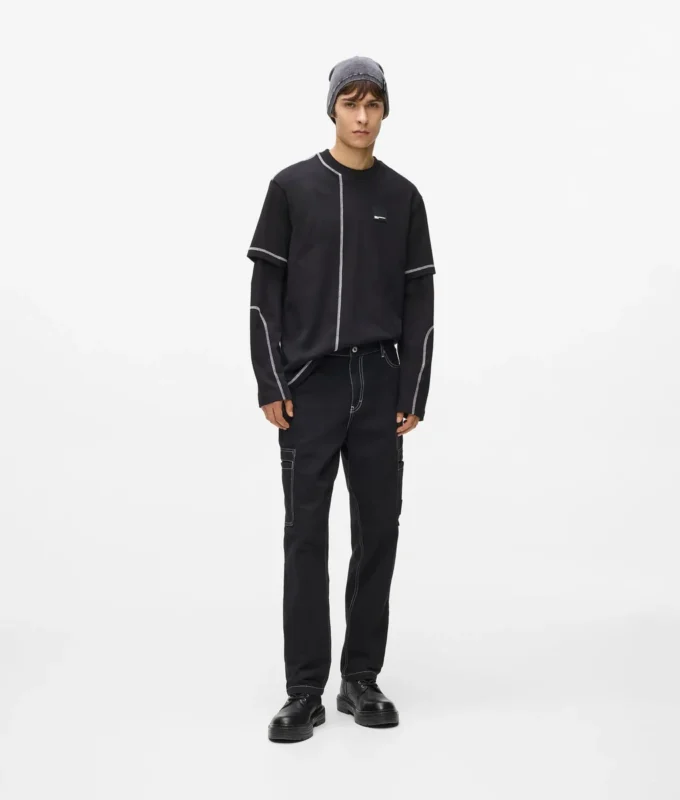 Pantaloni cargo con cuciture a contrasto Pantaloni cargo con cuciture a contrasto