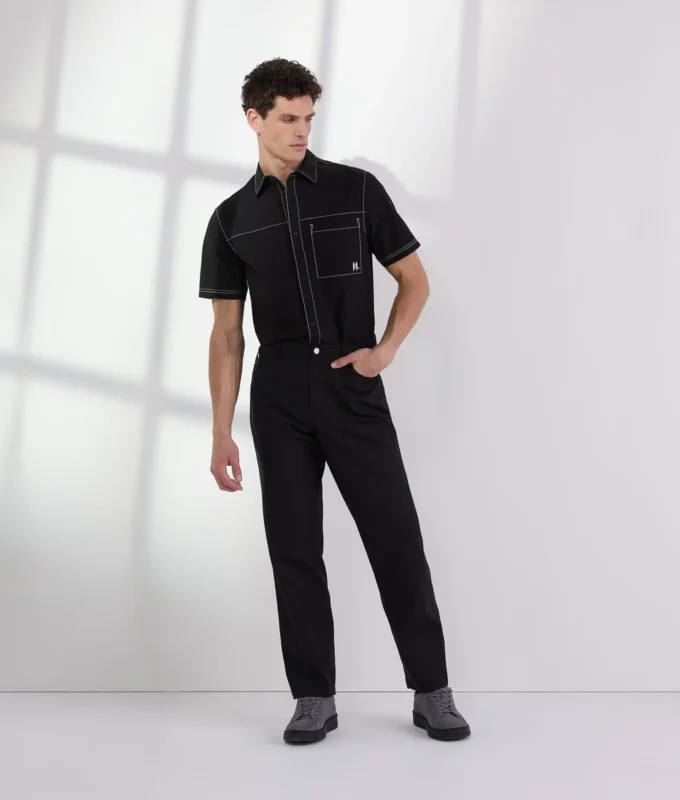 PANTALONI CON CUCITURE A CONTRASTO