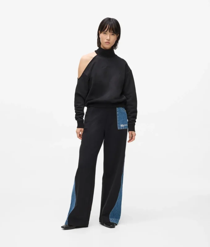 Pantaloni della tuta con pannello in denim