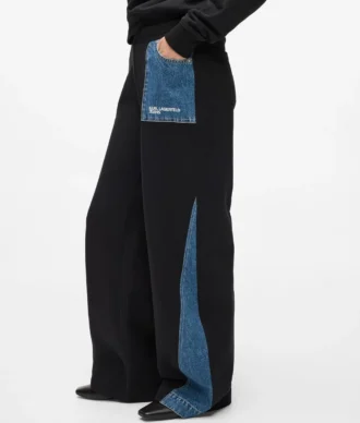 Pantaloni della tuta con pannello in denim Pantaloni della tuta con pannello in denim