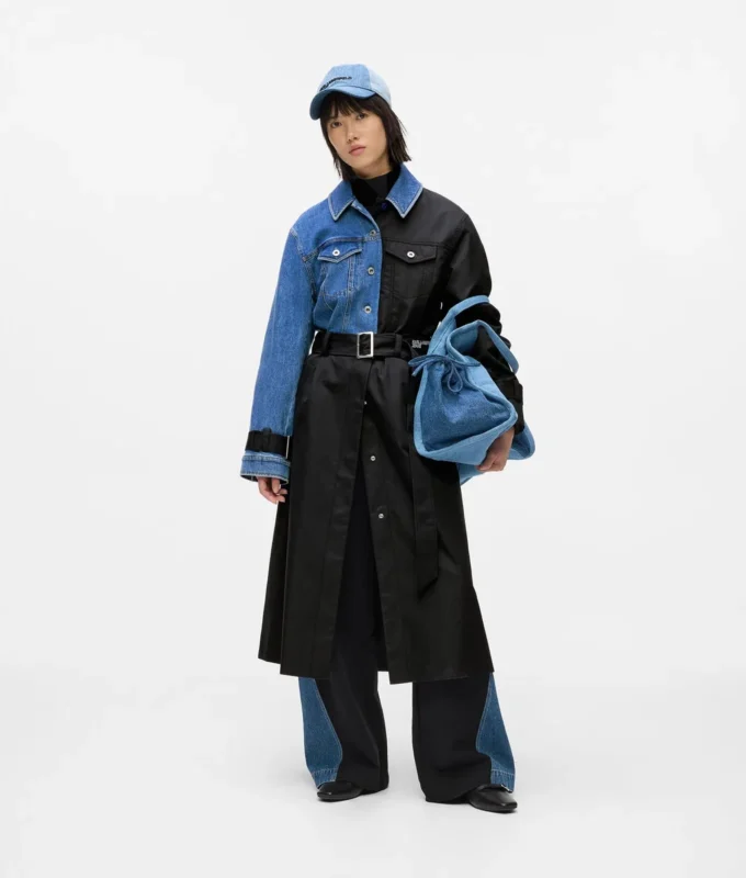 Pantaloni della tuta con pannello in denim
