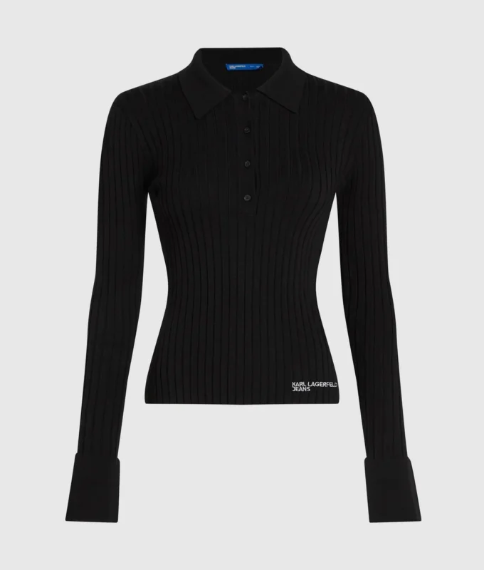 Polo a maniche lunghe in maglia