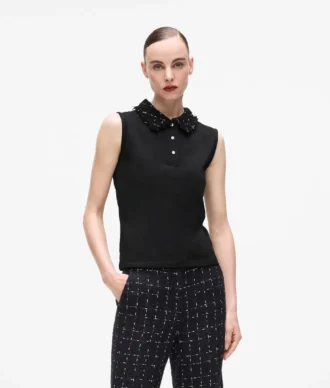 Polo con dettagli bouclé