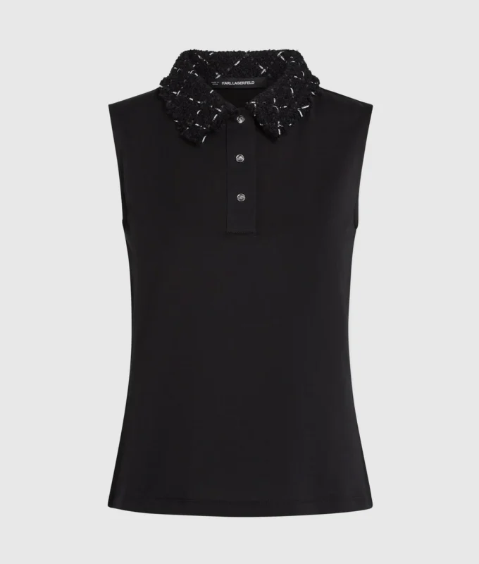 Polo con dettagli bouclé Polo con dettagli bouclé