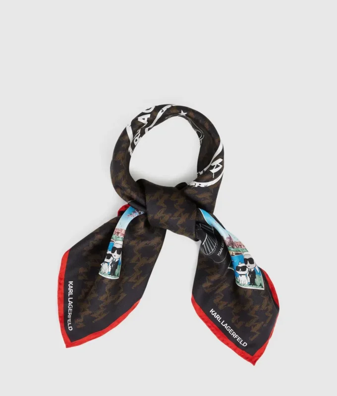Sciarpa Ikon Monogram con timbri da viaggio Sciarpa Ikon Monogram con timbri da viaggio