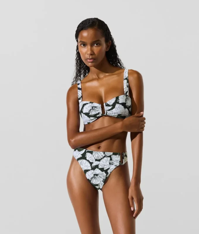 Slip bikini con stampa a ventaglio