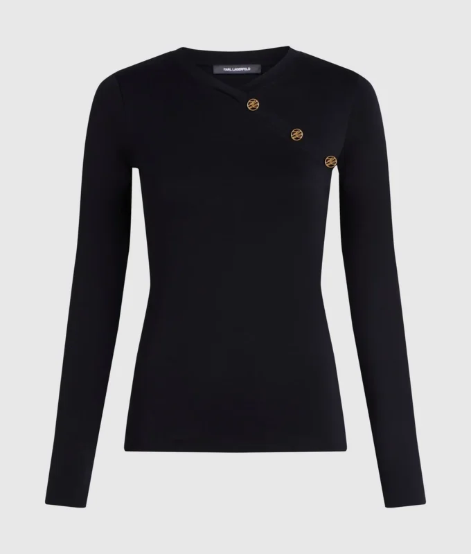 T-shirt a maniche lunghe con bottoni T-shirt a maniche lunghe con bottoni