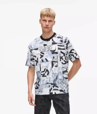 T-shirt comoda con monogramma su tutta la superficie T-shirt comoda con monogramma su tutta la superficie