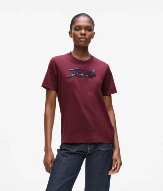 T-shirt con logo in paillettes