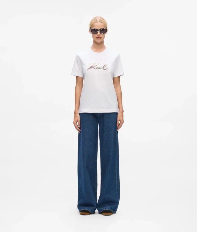 T-shirt con logo in paillettes T-shirt con logo in paillettes