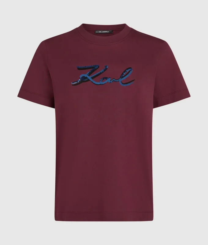 T-shirt con logo in paillettes T-shirt con logo in paillettes