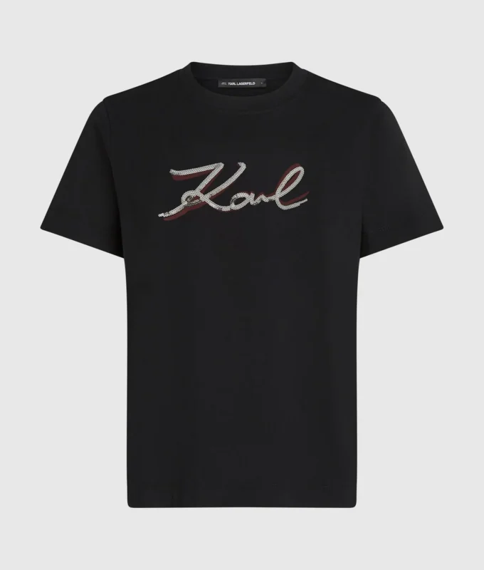 T-shirt con logo in paillettes T-shirt con logo in paillettes