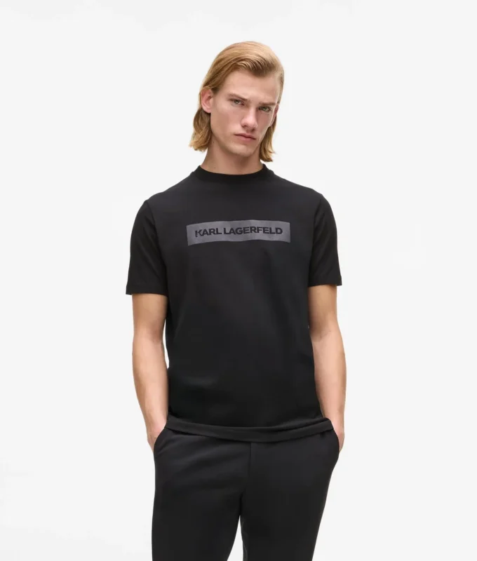 T-shirt con logo in raso T-shirt con logo in raso