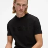 T-shirt con logo in raso T-shirt con logo in raso