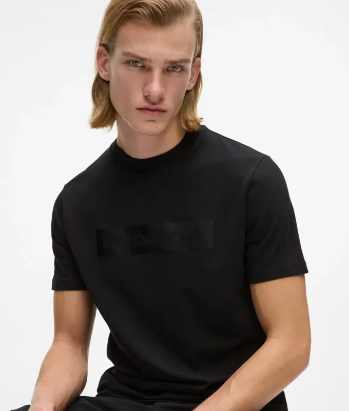 T-shirt con logo in raso T-shirt con logo in raso