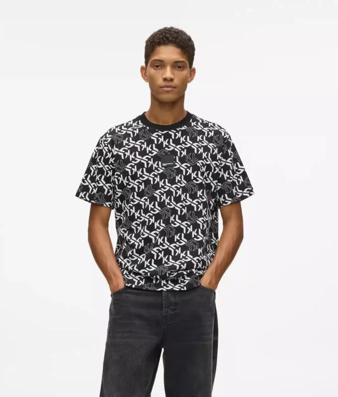 T-shirt con monogramma all-over
