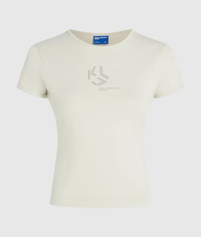 T-shirt con monogramma borchiato T-shirt con monogramma borchiato