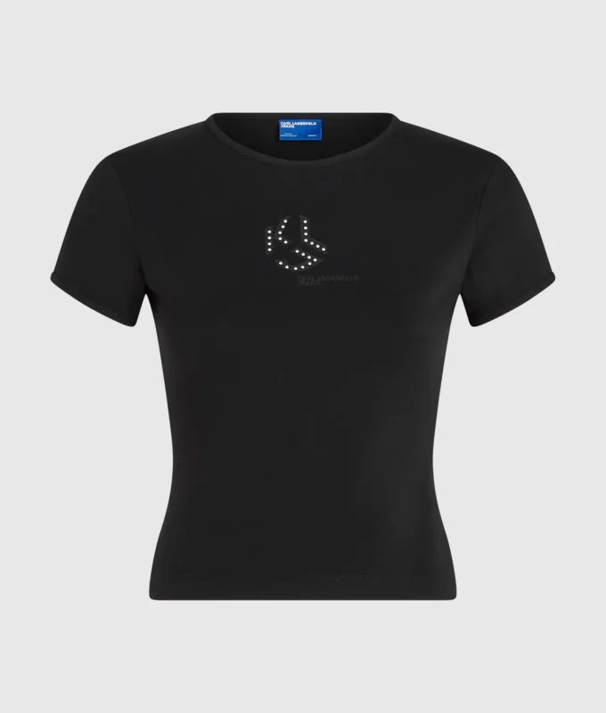 T-shirt con monogramma borchiato T-shirt con monogramma borchiato