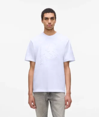 T-shirt con monogramma in rilievo