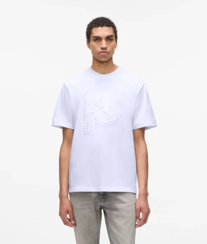 T-shirt con monogramma in rilievo T-shirt con monogramma in rilievo