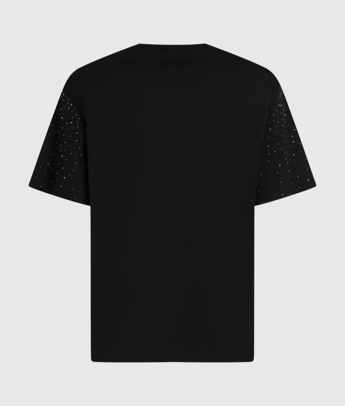 T-shirt con monogramma in strass