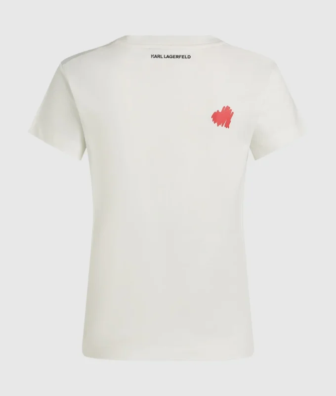 T-shirt con scollo a V e cuori T-shirt con scollo a V e cuori