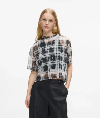 T-shirt in maglia a quadri