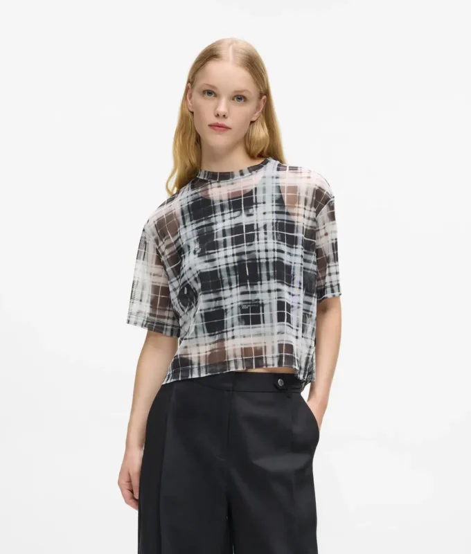 T-shirt in maglia a quadri