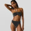 Top bikini a fascia metallizzato