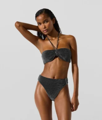 Top bikini a fascia metallizzato