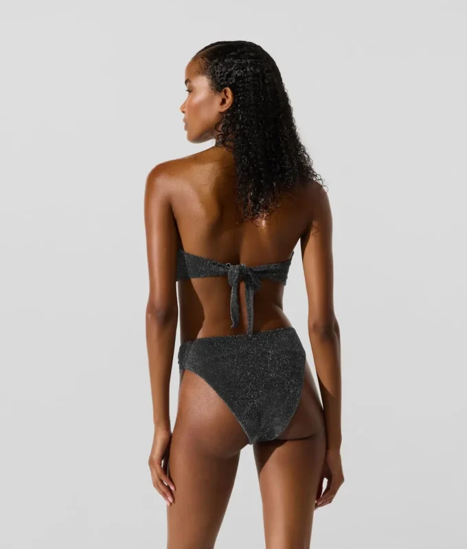 Top bikini a fascia metallizzato