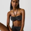 Top bikini a fascia metallizzato