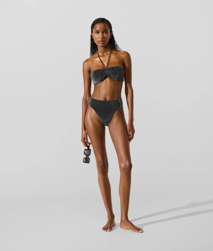 Top bikini a fascia metallizzato