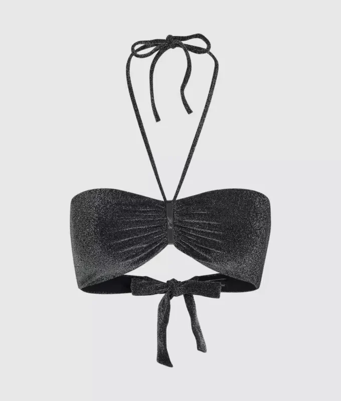 Top bikini a fascia metallizzato