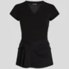 TOP CON SCOLLO A V IN MIX DI TESSUTI TOP CON SCOLLO A V IN MIX DI TESSUTI