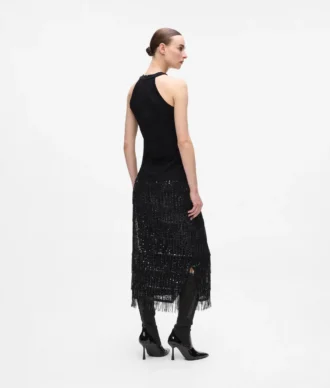 Top con scollo all’americana e strass