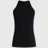 Top con scollo all’americana e strass