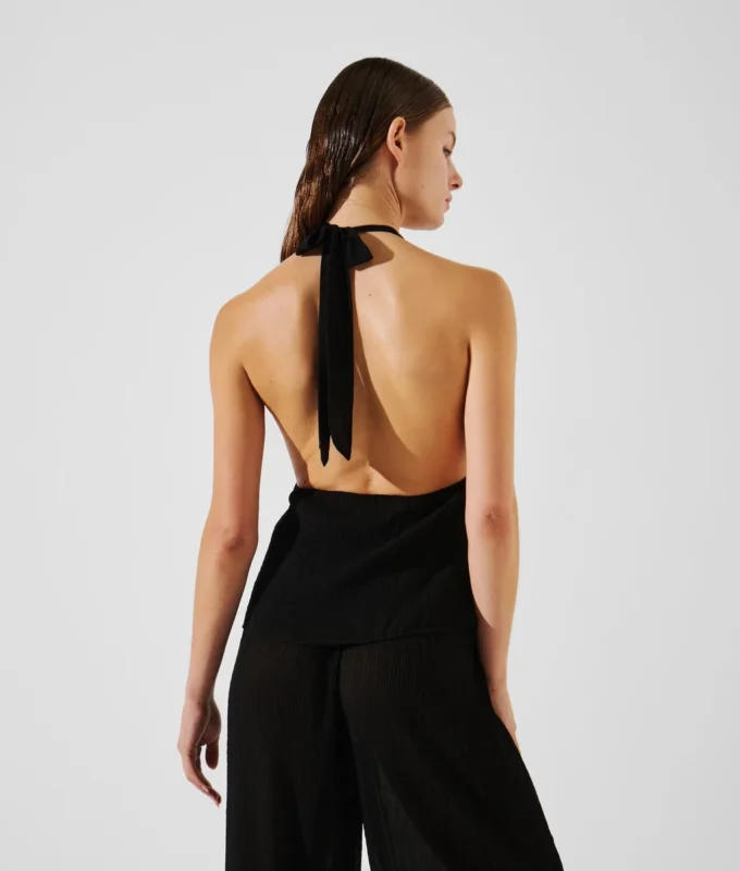 TOP HALTER PLISSÉ CON FIORI TOP HALTER PLISSÉ CON FIORI