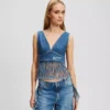 TOP IN DENIM CON FRANGE