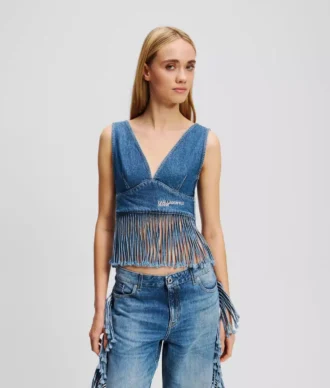 TOP IN DENIM CON FRANGE