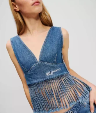 TOP IN DENIM CON FRANGE