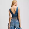 TOP IN DENIM CON FRANGE