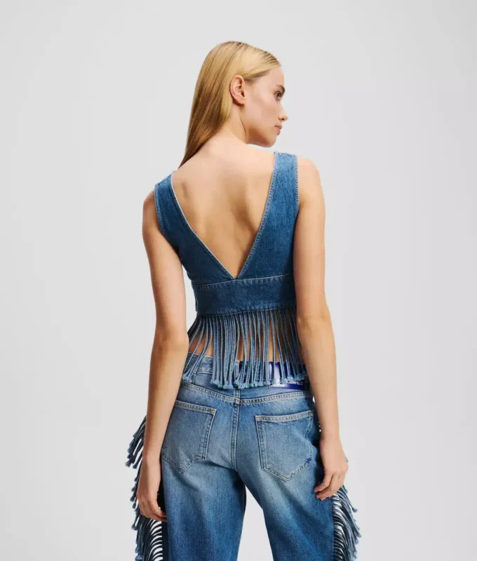 TOP IN DENIM CON FRANGE