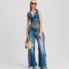 TOP IN DENIM CON FRANGE