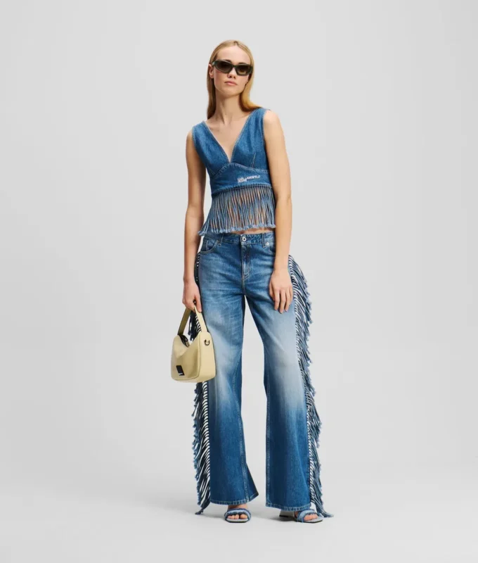 TOP IN DENIM CON FRANGE