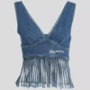 TOP IN DENIM CON FRANGE
