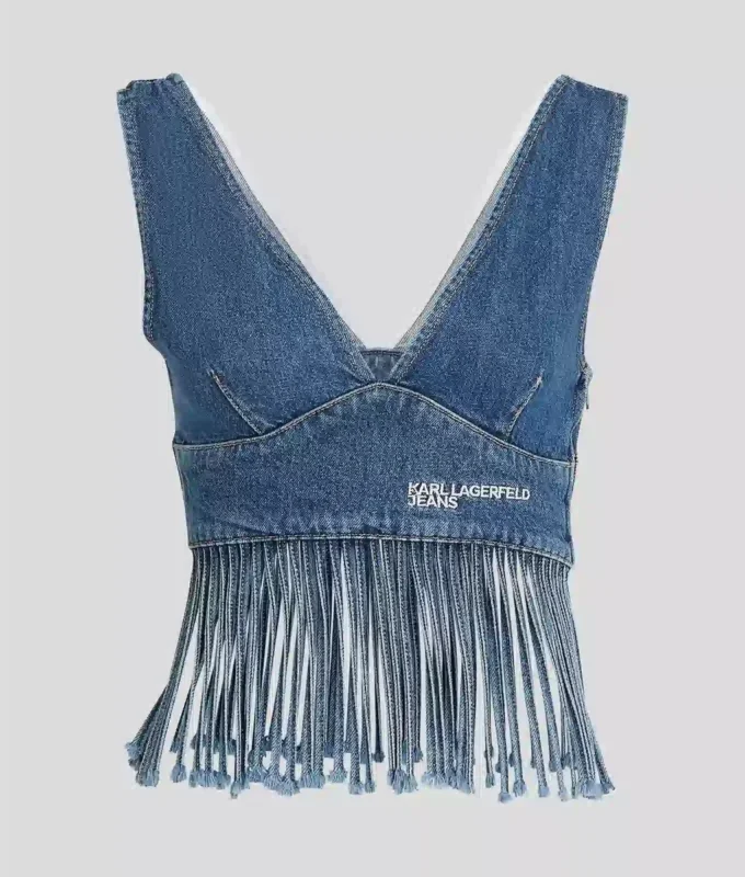 TOP IN DENIM CON FRANGE