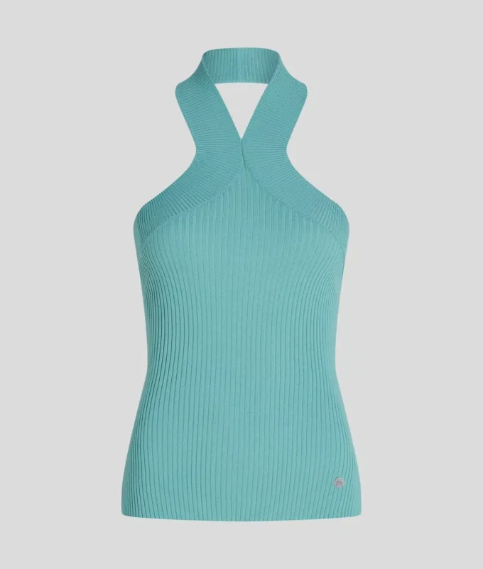 TOP IN MAGLIA CON SCOLLO ALL’ALLACCIATURA TOP IN MAGLIA CON SCOLLO ALL’ALLACCIATURA
