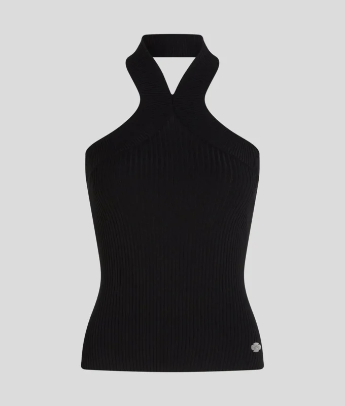 TOP IN MAGLIA CON SCOLLO ALL’ALLACCIATURA TOP IN MAGLIA CON SCOLLO ALL’ALLACCIATURA